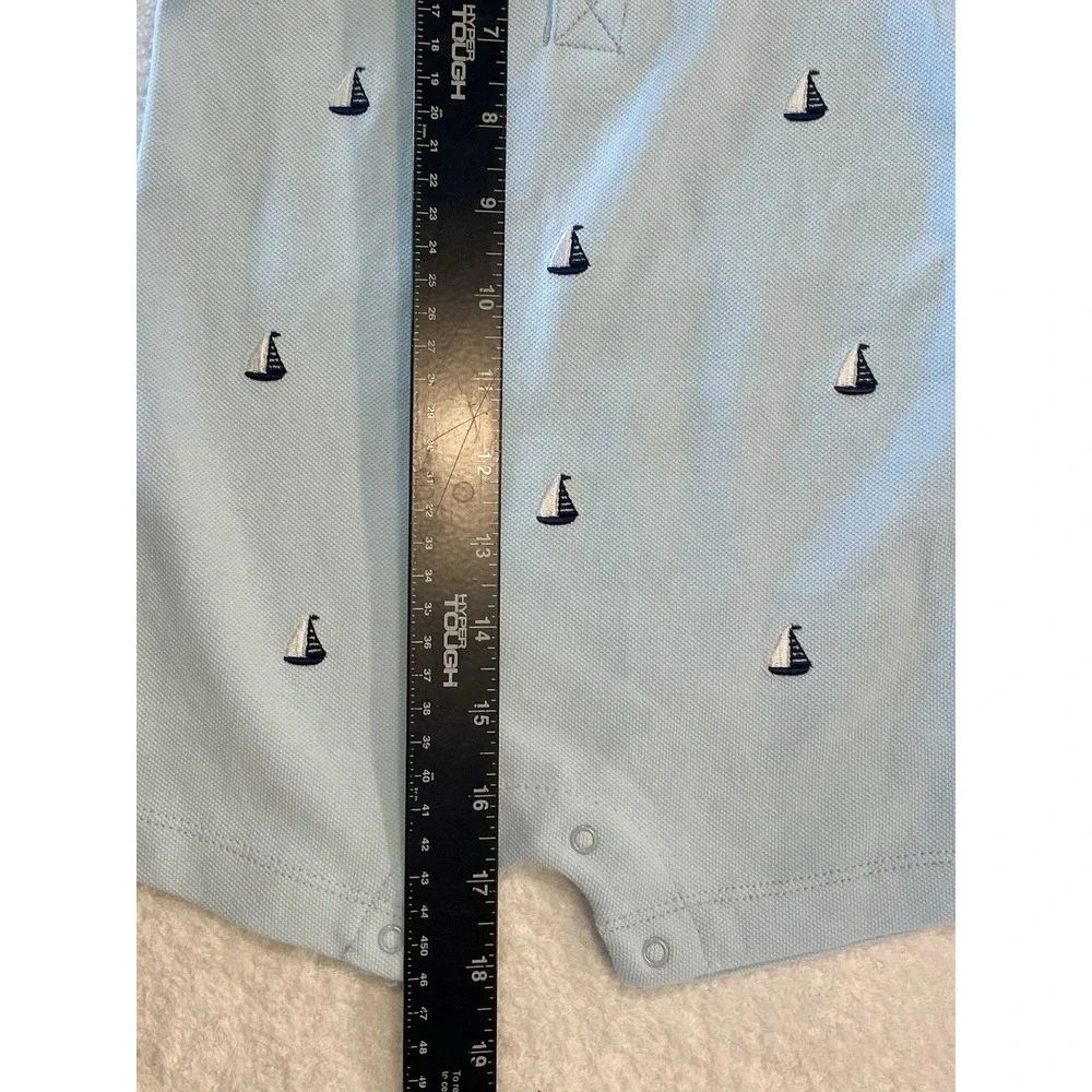 New‎ Little Me Romper Nautical Sailboats Blue Size 9 Months Hat 9 12 Month NWT
